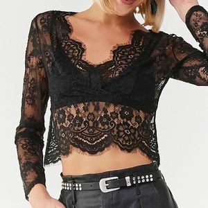 Sheer Floral Lace Blouse